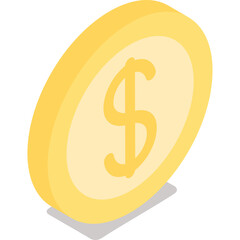 Golden Dollar Coin With A Dollar Sign Embossed On A Transparent Background Ideal For Financial Concepts