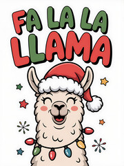 Fototapeta premium Cartoon of a Santa hat on a llama