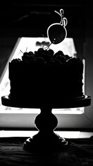 Monochrome dessert silhouette: A dramatic rendering of confectionary delight