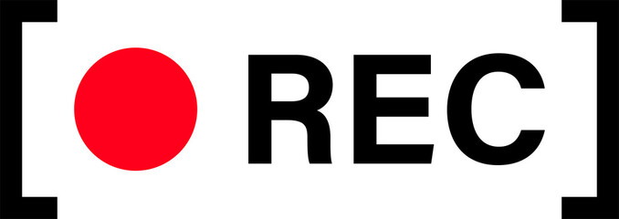 Rec indicator for video record live Rec recording record button studio video stream broadcasting live online Recording Sign with Red Circle and Recorder Symbol, Black and White Recording Indicator REC