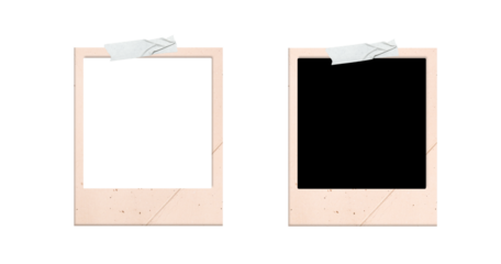 Old photo frame isolated, Vintage instant photo frame isolated in transparent PNG