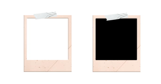 Old photo frame isolated, Vintage instant photo frame isolated in transparent PNG