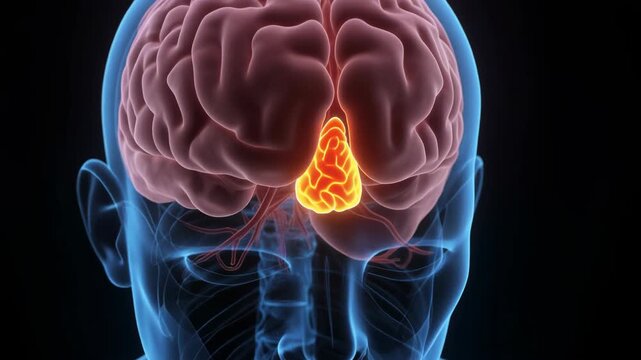 Close-up 3D Animation of the Human Pineal Gland within the Brain