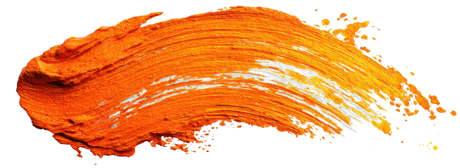 Orange paint stroke with thick texture and brush marks