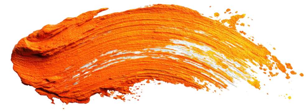 Orange paint stroke with thick texture and brush marks
