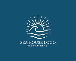 Creative Waves and Sunset Abstract Lines Elegant Logo Design