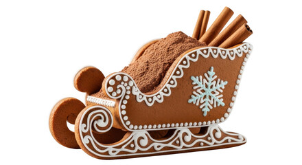 Christmas gingerbread sleigh isolated on transparent background