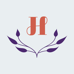 Fototapeta premium Elegant H Monogram Logo - Botanical Design