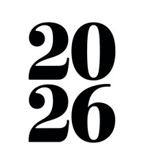 The year 2026 is depicted in bold, stylized numbers against a white background.