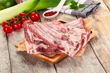 Raw pork ribs for cooking