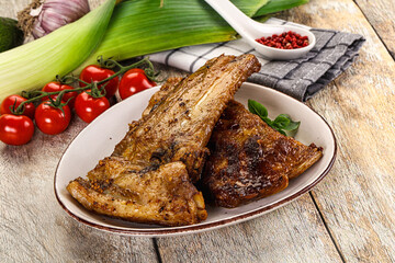 Tasty roasted pork ribs with spices