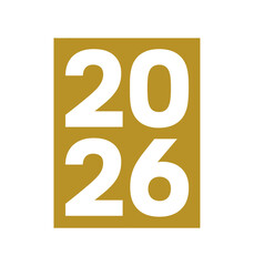 The year 2026 is prominently displayed in bold white numbers against a golden background.