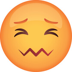 Orange Emoji Grimacing Face With Squiggly Mouth and Closed Eyes Showing Discomfort Embarrassment or Mild Pain Against Transparent Background