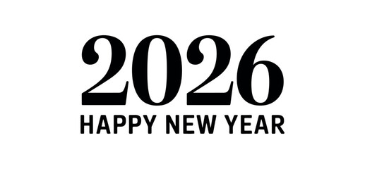 Happy New Year 2026 text graphic