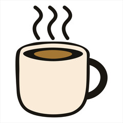 Cute Minimal Coffee Cup Clipart Design Icon