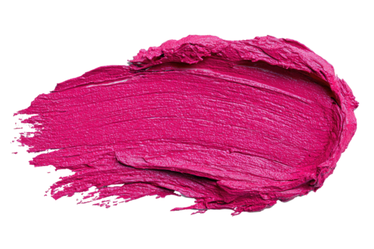 Pink, textured, thick lipstick/paint smear on a black background