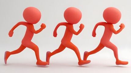 Three Abstract Figures Running in Unison Portraying Motion and Energy in a Creative Concept