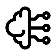 Machine Learning Intelligence Professional Line Icon. Modern vector illustration representing artificial intelligence, neural networks, and smart brain technology.