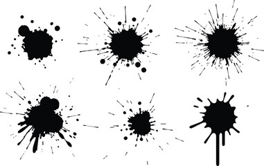 Abstract black ink splatter vector with bold brush strokes and distressed texture. Perfect for grunge backgrounds, creative design projects, modern art, posters, and dynamic graphic compositions.