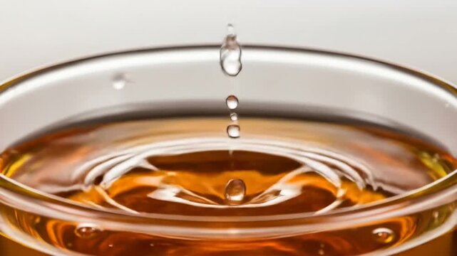 Liquid Dropping Into Glass Creates Crown Splash Slow Motion