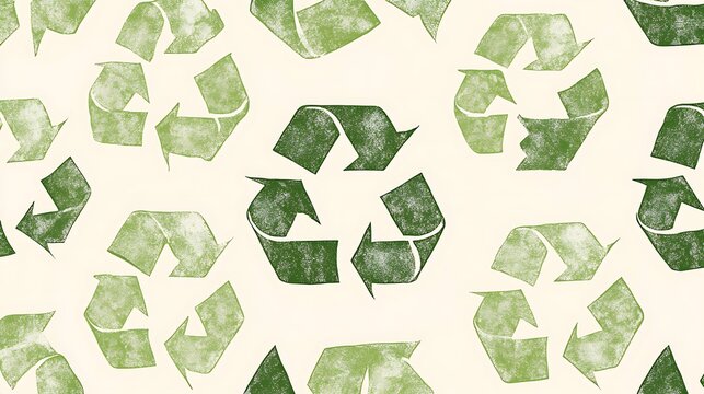 Green recycling symbols forming a seamless textured pattern, representing environmental protection and sustainable practices