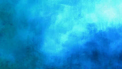 Vibrant Blue & Aqua Abstract Watercolor Texture Background with Cloud-Like Washes, Central Glow. Deep Ocean, Tropical Water, or Dreamy Sky Aesthetic Backdrop.
