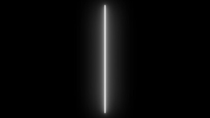 Pulsing White Neon Light Line Vertical on Black Background - Abstract Glowing Minimalist Graphic Element Motion Graphics