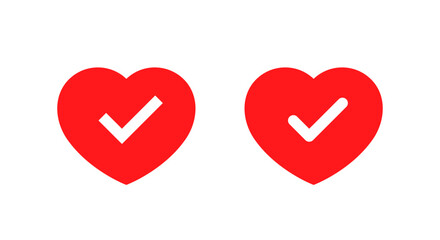 Good health icon. Red heart with check mark symbol. Healthy lifestyle and medical wellness sign © ElsaNur
