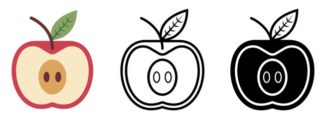 Minimal red apple flat vector illustration