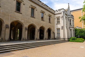 Ancient Law buildings of Old Quadrangle at Melbourne University in Melbourne, Australia.