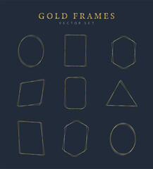 Gold Geometric Frames Minimal Luxury Vector Set