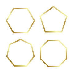 Gold Polygon Frames Set Hexagon Octagon Pentagon Shapes