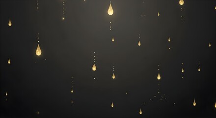Elegant Black Background with Golden Raindrops or Particles for Luxury and Sophisticated Designs, Ideal for Celebrations and Special Events.
