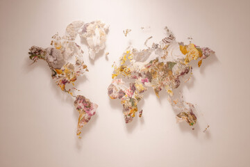 world map on wall with cultural data that pops up on hover revealing impact of modern art on culture
