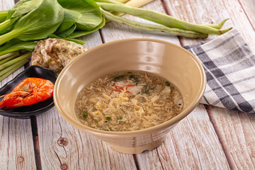 Asian soup with crab and prawn