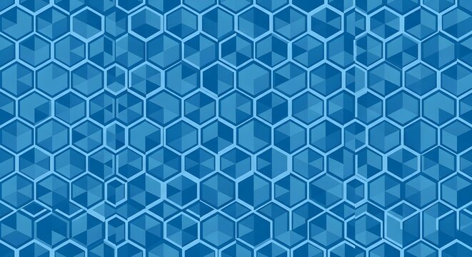 Abstract Blue Hexagonal Pattern Background - Modern Tech, Science, or Futuristic Design with Geometric Shapes and Vibrant Color Palette.