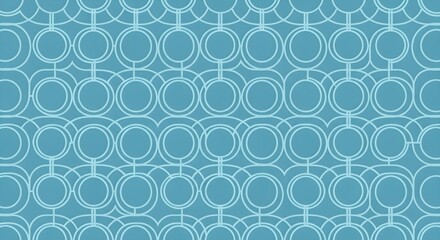 Seamless retro geometric pattern of interconnected circles on a blue background