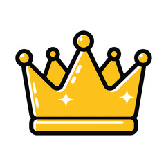 Gold Crown Icon, Royalty Symbol, King, Queen, Success, Achievement, Vector Illustration