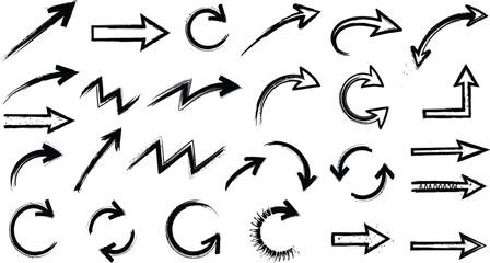 ink brush hand drawn arrows vector collection black sketch directional icons for graphic design and educational use