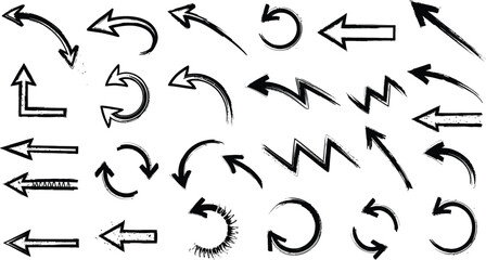 ink brush hand drawn arrows vector collection black sketch directional icons for graphic design and educational use