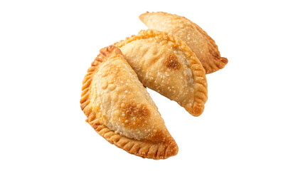 Delicious golden empanadas, main course on transparent background.