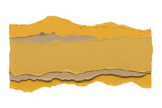Layered Torn Paper Yellow and Brown Isolated on White With Glitch Effect graphic design