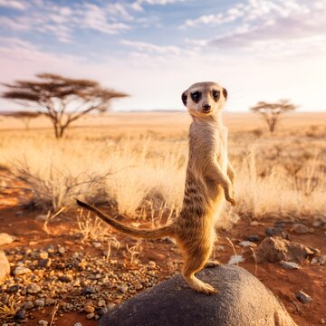A meerkat keeping watch over its surroundings