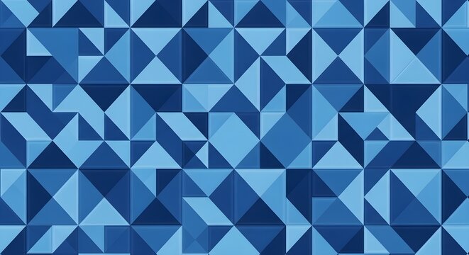 Abstract Blue Geometric Pattern Background - Dynamic Triangles and Squares