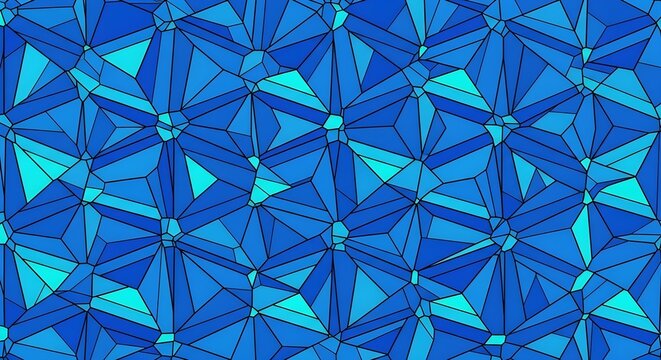 Abstract blue geometric pattern with vibrant polygonal shapes and sharp edges