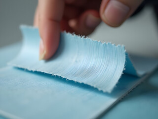 Worker validates serial/IMEI sheet matches label, slips inside pouch, seals box, quality stamp applied