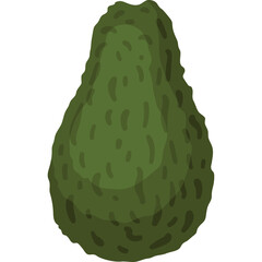 Green Avocado Fruit With Textured Skin Isolated On Transparent Background