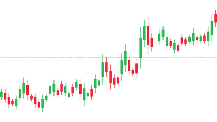 Candlestick chart showing an upward trend, indicating positive market movement and investment growth, vector illustration, financial concept