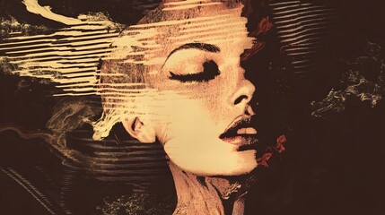 Surreal Ethereal Woman Portrait with Dramatic Smoke and Mysterious Expression