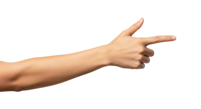 Pointing Direction: Isolated Hand Gesture on White